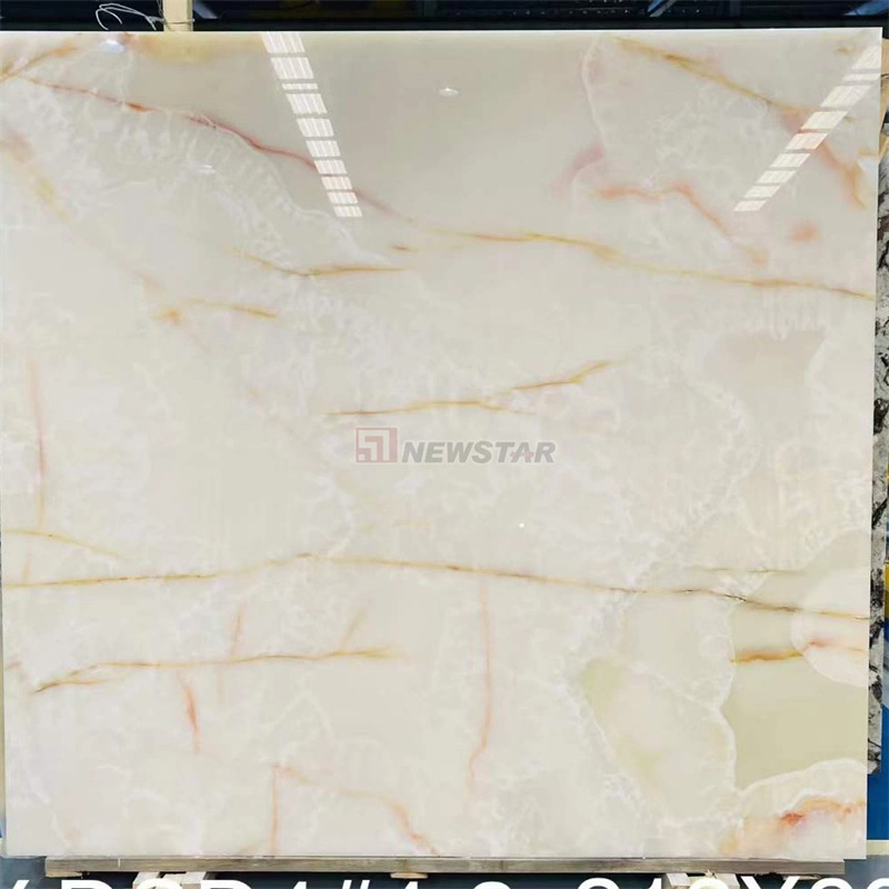 Newstar Natural Backlit Onyx Glass Marble Slab Transparent Red Onyx Translucent Stone