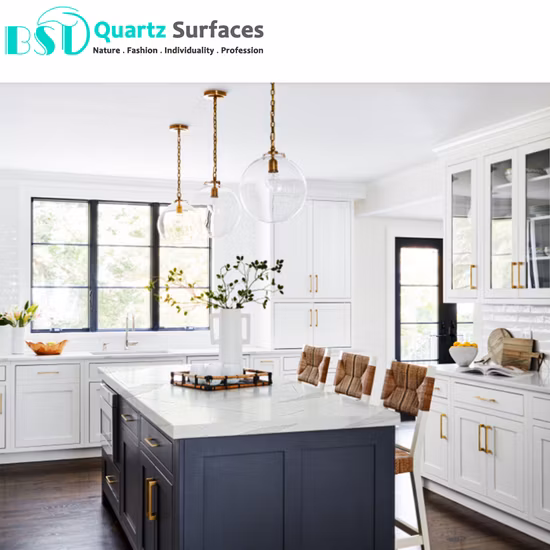 Qt401 Cina dimensioni personalizzate controsoffitto da cucina piano d'appoggio in marmo oro prezzo lastra in pietra di quarzo bianco Calacatta